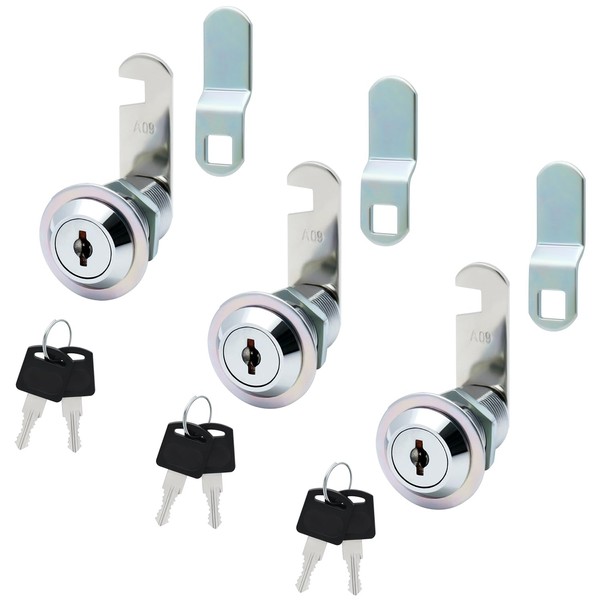 AOTWSEN Cabinet Cam Lock Set - 1-1/8" Chrome Zinc Alloy