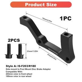 Quwem Disc Brake Adapter for Mountain Bike, Post Front 203mm Rear 180mm Mount Adapters for 160/180 /203/140 mm Disc Brake Rotor Front Rear Mounting Bicycle Aluminium Alloy Black