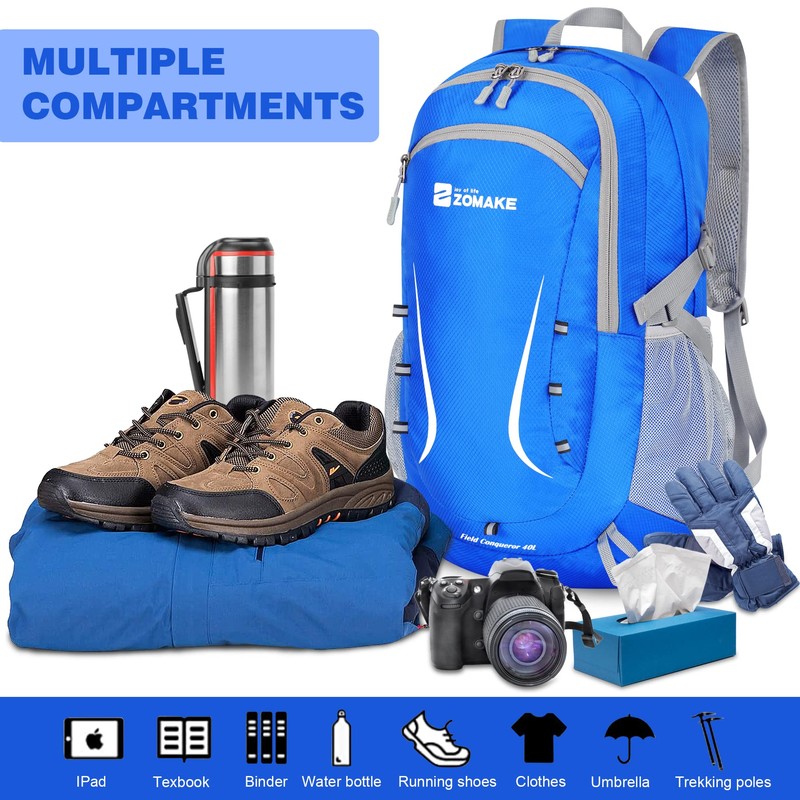 ZOMAKE Foldable Backpack 40 L, Large Lightweight Backpacks Waterproof Hiking