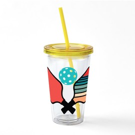 CafePress Pickleball Paddle 16 oz Insulated Straw Tumbler with Lid