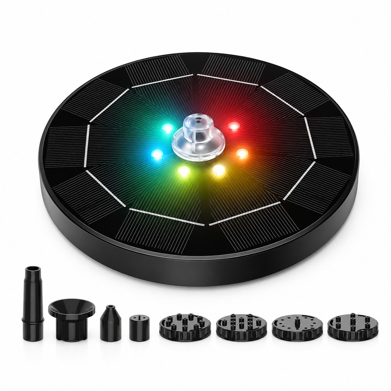 Solar Fountain Pump with LED Lights for Garden Ponds –
