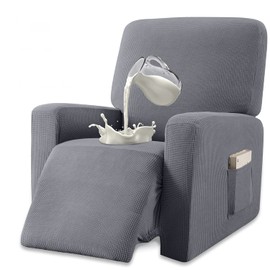 Granbest Premium Water Repellent Recliner Chair Cover High Stretch Jacquard Fabric Recliner Slipcover with Pockets (Recliner, Light Gray)