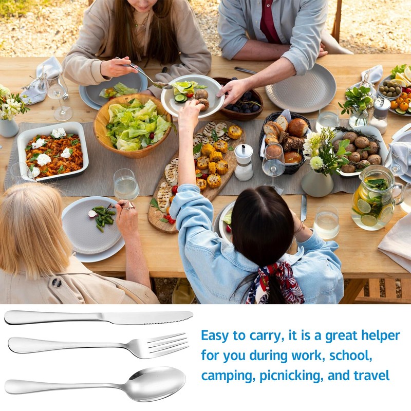 Travel Cutlery Set, 3 Pcs with Portable Pouch CaseReusable Stainless