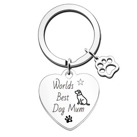 Nhemeylp Best Labrador Gifts for Women Men Worlds Best Dog Mum Keychain Stainless Steel Dog Mum Keyring Heart Shaped Keychain Funny Gift for Birthday Christmas