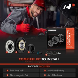 A-Premium Air Conditioner AC Compressor Clutch Kit Compatible with Freightliner Cascadia 2011-2017, Columbia 2015-2018 & Western Star 3700 2000-2001, 3800 1989-1997/1999-2001, 4700SB, 4700SF, 4900EX