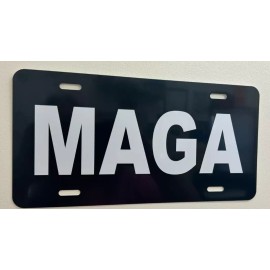Unbranded Black Aluminum License Plate White MAGA Make America Great Again vinyl Letters