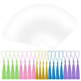 20 Pcs Clear Acrylic Blank Bookmarks with Coloured Tassels for DIY Projects and Graduation Gift Tags