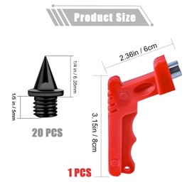 LUTER Pack of 20 6.35 mm (1/4 Inch) Track Spikes Replacement Nails Spikes with Spike Wrench Stainless Steel Replacement Cross Country Spikes for Sports Shoes Wide Jump Athletics Sprint (Black)