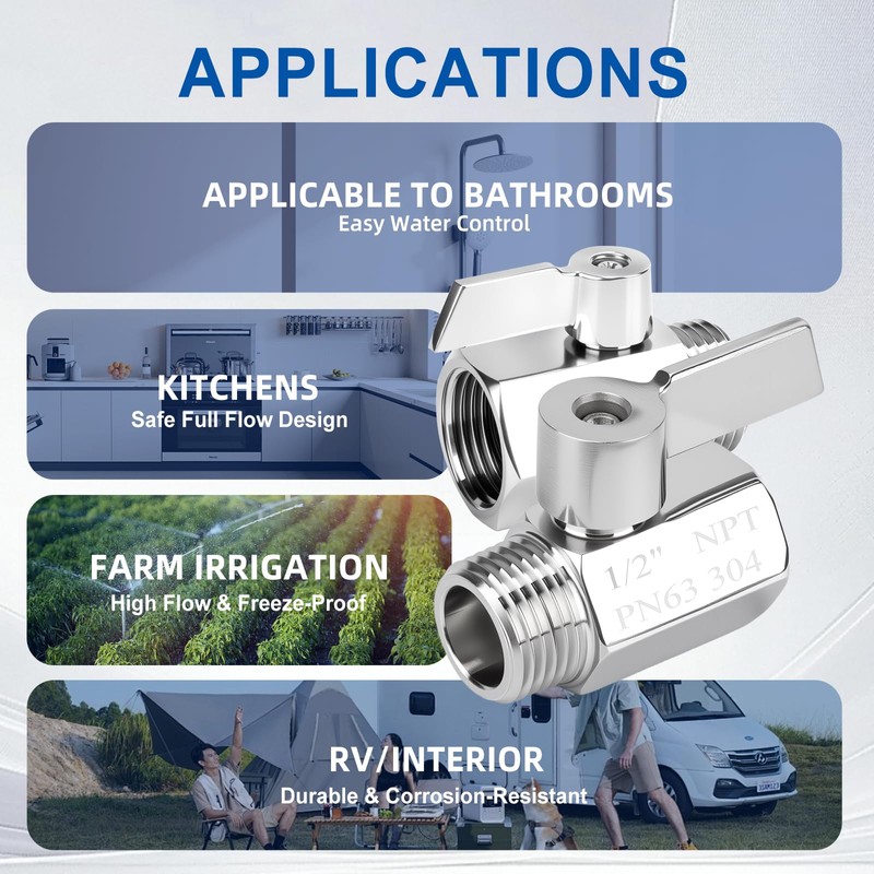 SKLSSVF 2Pcs Shower Head Shut off Valve, 304 Stainless Steel