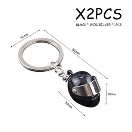 NINVVS 2 pieces of helmet keychain, creative metal pendant, 3D mini helmet keychain, car key decoration accessories, unisex