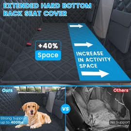 EcoZoro Dog Car Seat Cover for Back Seat, Waterproof Back Seat Extender Hard Bottom Holds 400lbs, Sturdy Dog Hammock for Car Pet Backseat Protector with Mesh Window, Dogs Car Bed for Car, SUV, Truck