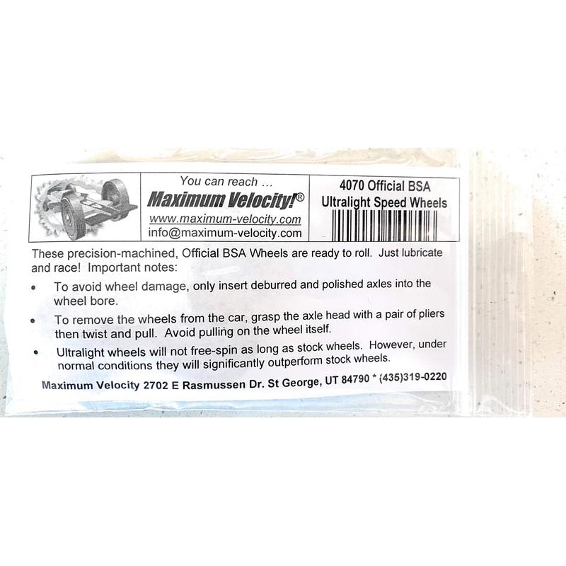 Maximum Velocity Ultralight Official Scout Pine Derby Wheels | Derby