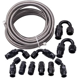 maXpeedingrods 6AN PTFE Fuel Line Kit,E85 Nylon Braided Fuel Hose 20FT + 10 Pcs Fittings