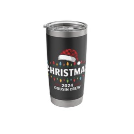 Christmas 2024 Cousin Crew Xmas Lights Santa Hat Pajamas Stainless Steel Insulated Tumbler