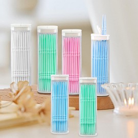 Plastic Toothpicks, Pack of 240 Coloured Toothsticks, Double-Sided Toothpicks, Soft Box, Toothpicks, Plastic, Portable Toothpicks, Suitable for Elderly People and Children - White, Pink, Green, Blue