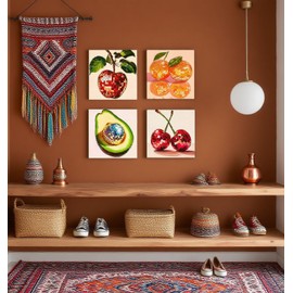 Fan House 4 Pieces Paint by Numbers Adults, DIY Hand Painted Oil Painting Kit - 20 x 20 cm, Paint by Numbers Adult with 9 - Brushes and Acrylic Paint, Wrinkle-Free Canvas Kit