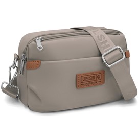 REETEE Women's Shoulder Bag Waterproof Nylon Small Handbag Women's with Many Compartments Crossbody Bags for Women, Small Women's Shoulder Bags with Adjustable Removable Wide Strap, gray