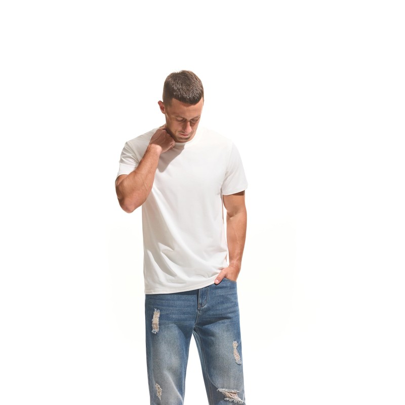 VEIISAR Men's Midweight Crew Neck T-Shirt - 210GSM Soft Cotton