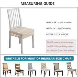 SHENGYIJING Stretch Chair Seat Covers for Dining Room, Waterproof Jacquard Dining Chair Seat Protectors Removable Washable Kitchen Chair Slipcovers, Set of 6, Beige