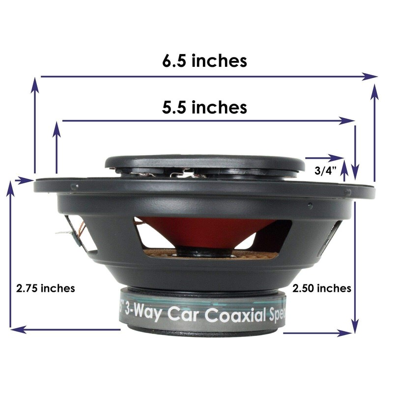 Pair of Audiobank 6.5" 400 Watt 3-Way Red Car Audio