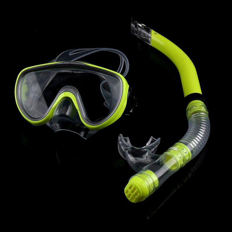 Diving Tempered Glass Snorkel Set Full Dry Breathing Tube Snorkeling