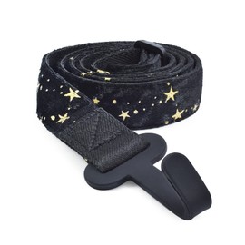 CLOUDMUSIC Ukulele Strap Clip On No Drill J Hook For Soprano Concert Tenor Baritone With Hawaiian Colorful Floral Pattern (Stars Black)