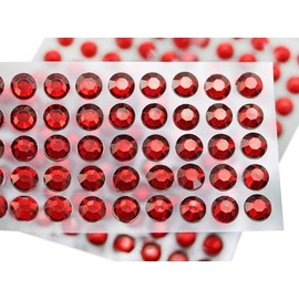 12mm SS50 Red Ruby Self Adhesive Acrylic Rhinestones Plastic Face Gems Stick On Body Jewels for DIY Cards and Invitations Crafts Bling Sticker - 5 Sheets - 250PCS