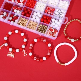Game Day Beads for Bracelets Making Kit,Red White Heishi Clay Pearl Letter Assorted Round Beads Gold Spacer Beads with Football Charms for DIY Bracelet Necklace Jewelry Making,2100PCS+