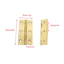 Semetall Gold Door Hinge 10 Pack 2.5 Inch Solid Brass Butt Hinges Heavy Duty Cabinet Door Hinges with Screws for Door Furniture Cupboard Box Case(63mmx32mm)
