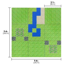 TOCCOOL Magnet Building Block Baseplate, 9.4'' Compact Mine World Magnetic Plate for Blocks Placing, Durable Building Base Creations for Bringing Up Creative (Grassland Scene)