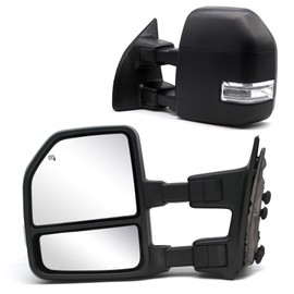 Adanz [New] Towing Mirrors fit for Ford F250 F350 F450 F-550 Super Duty 1999-2016 Manual Telescoping Manual Glass Adjustment Black Housing