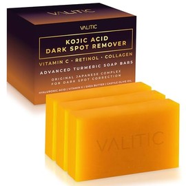 VALITIC Barras de jabón eliminadoras de manchas oscuras de ácido kójico con vitamina C, retinol, colágeno, cúrcuma, complejo japonés original infundid