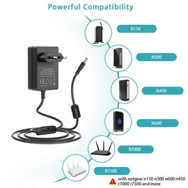 12V 2A 1A Power Supply, Compatible with Netgear N300 N600 Linksys Wireless Router E1200 E1500 E2000 E2500 E3200 E4200 EA3500 EA4500 EA6350 CM302 WRT5 4GS Universal 4GS Universal Universal Outer