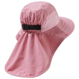 BASSDASH Kids UPF 50+ Wide Brim Sun Hat with Neck Flap Lightweight Cooling Performance Toddler Girls Boys Outdoor Play Hats Pink