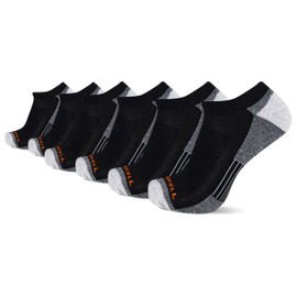 Merrell Recycled Cushion Low Cut Sock 6 Pair Pack, Black, Small