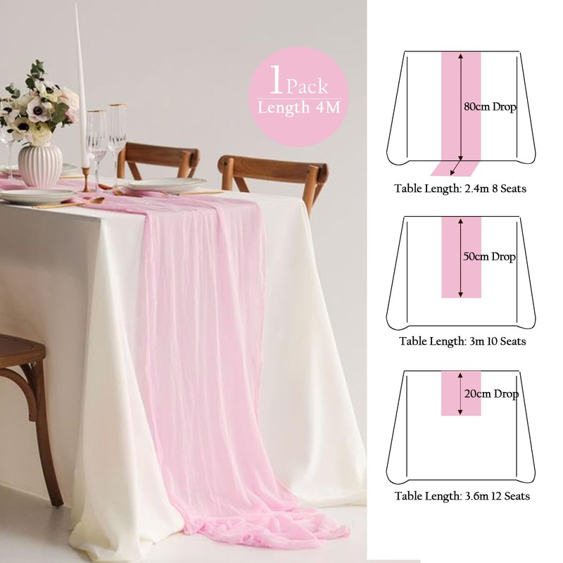 LIKHOPER Cheese Cloth Table Runner, 1 Pack 90 x 400CM