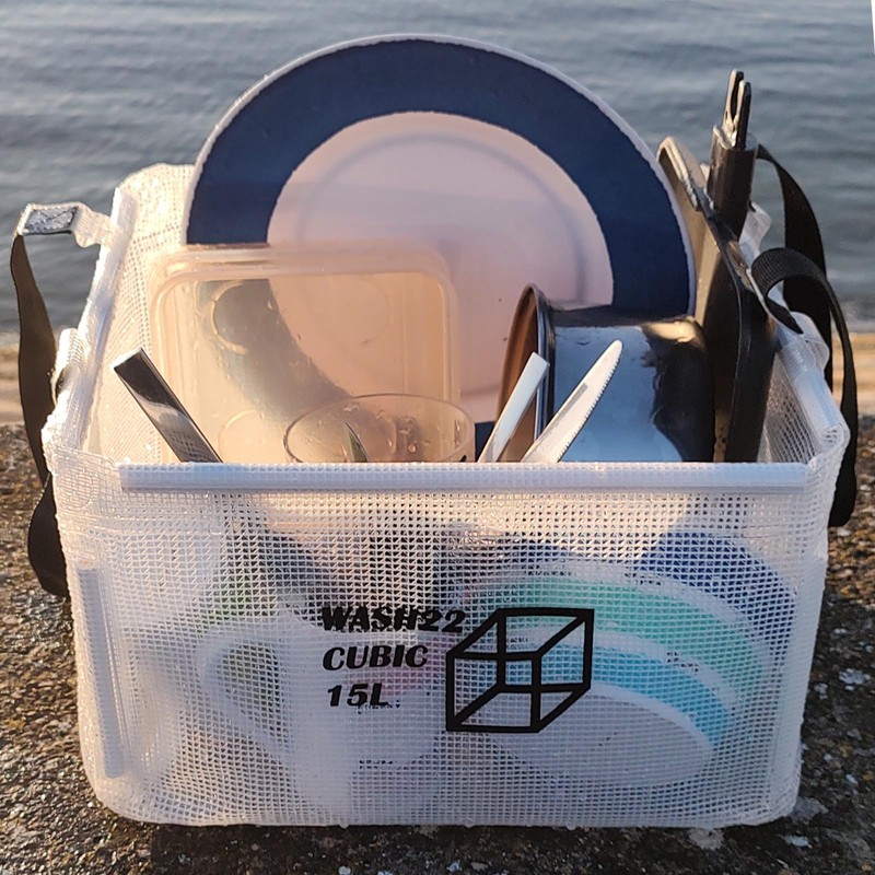 WASH22 Cubic 15L Folding Collapsible Camping Washing Up Basin Bucket