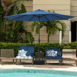 Sundale Outdoor Olefin 5-Year-Non-Fading 11FT Patio Umbrella with Sand Bag Base, Outdoor Umbrella with Tilt and Crank, Navy