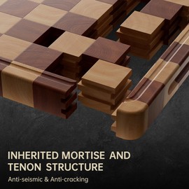 FYCTIO Cutting Boards for Kitchen, Large Acacia Wood Chopping Board, Thick Checkered Cutting Board with Juice Grooves & Handles, Charcuterie Board Butcher Block with Gift Box, 16" x 11" x 1.4"