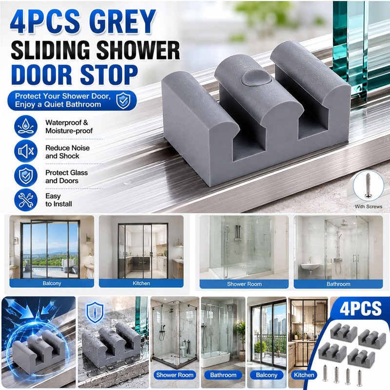 xhziy 4 Pcs Sliding Shower Door Stopper 2 Inch Gray