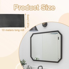 2-Pack 393" Black Wood Grain Mirror Frame Border Peel and Stick Wallpaper - Removable Waterproof PVC Wallpaper Border Peel and Stick Trim for Bathroom Mirror Frame, Cabinet, Ceiling & Tv Edges