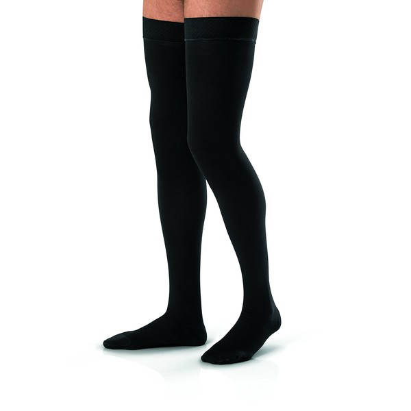 Men's 30-40 mmHg Closed Toe Thigh High Support Sock Size: Small, Color: Black