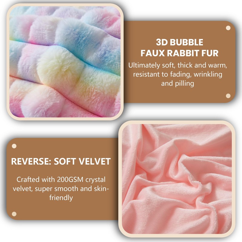 2 PCS Fluffy Bubble Faux Rabbit Fur Duvet Cover Set