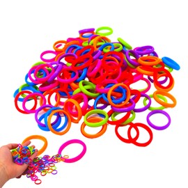 Bonka Bird Toys 2953 Pk144 Tiny Rubber Neon 0.75" Rings, Parrot Foot Talon Craft Cage Toy, Conure, Pionus, Lorikeet, and Similar Birds