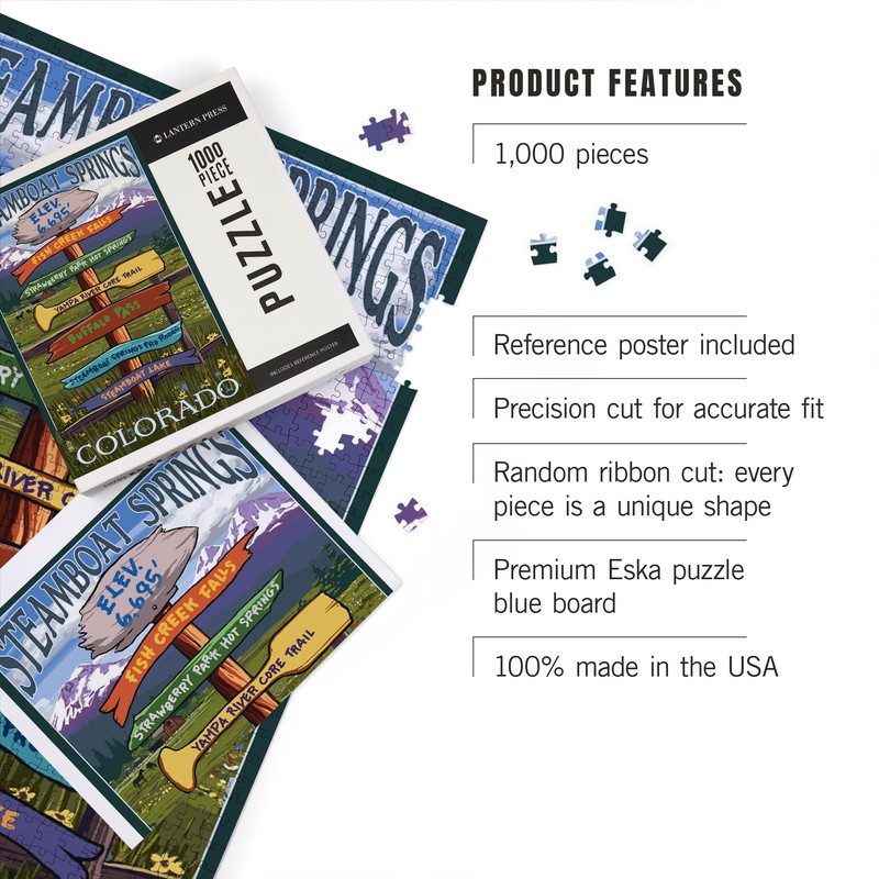 Lantern Press 1000 Piece Jigsaw Puzzle, Steamboat Springs, Colorado, Destinations