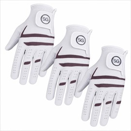 SAGE GEAR Men Premium Cabretta Leather Golf Gloves for All Weather Conditions - For Both Left and Right Handed Golfers - Multiple Qty Packs (L, Pack of 3 Gloves), worn on Left Hand