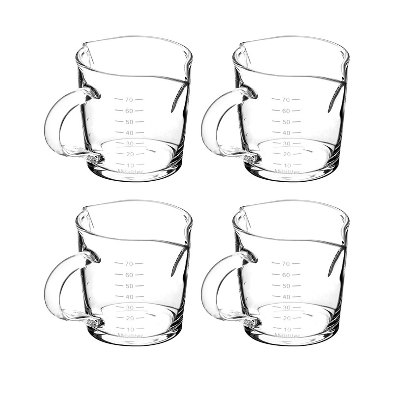 QWORK Espresso Shot Glass with Handle, 4 Pack 3-Ounce Double