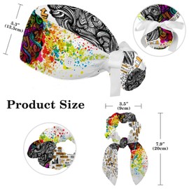 Brain with Knowledge Scrub Cap, Adjustable Tie Back Hat, One Size Working Head Cover for Women Long Hair for Woman Men