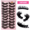 False Eyelashes, 10 Pairs, 7D Artificial Eyelashes Set, Natural Look,