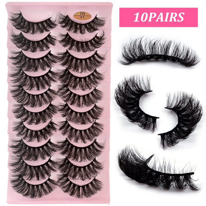 False Eyelashes, 10 Pairs, 7D Artificial Eyelashes Set, Natural Look,